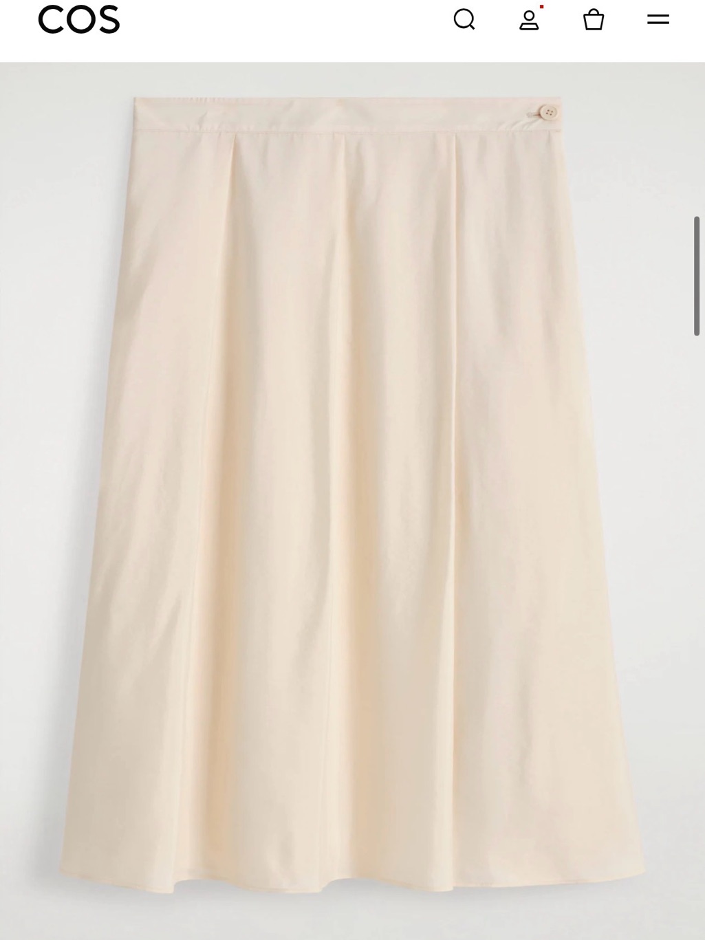 Cos Pale Cream A-Line Midi Skirt